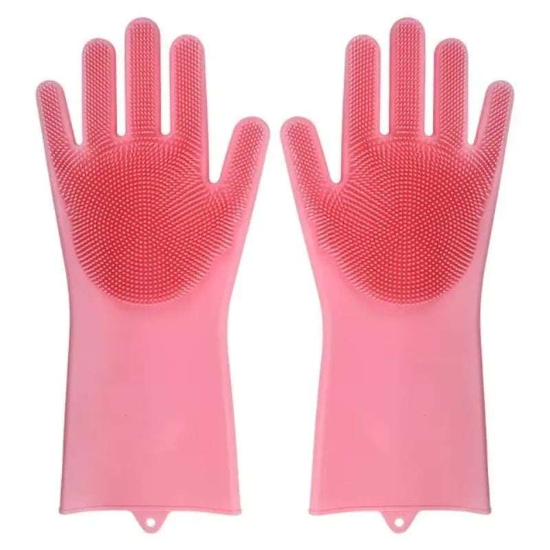 Magic Silicone Rubber Dishwashing Cleaning Gloves Household Scrubber Efficient Kitchen Cleaning Tools for Easy Cleaning