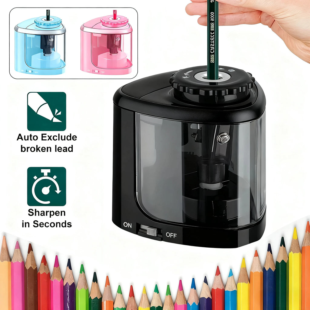 TENWIN Electric Sharpener Desktop Automatic Portable Pencil Sharpener Suitable To Pencils 6-8mm for Students School Stationery