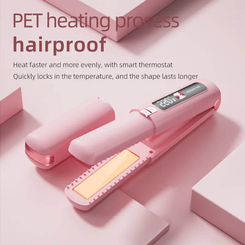 TINSOL Mini Wireless Straightener Portable Curler with Multi-Function Professional Hair Styling Tool with Dual Switch Activation