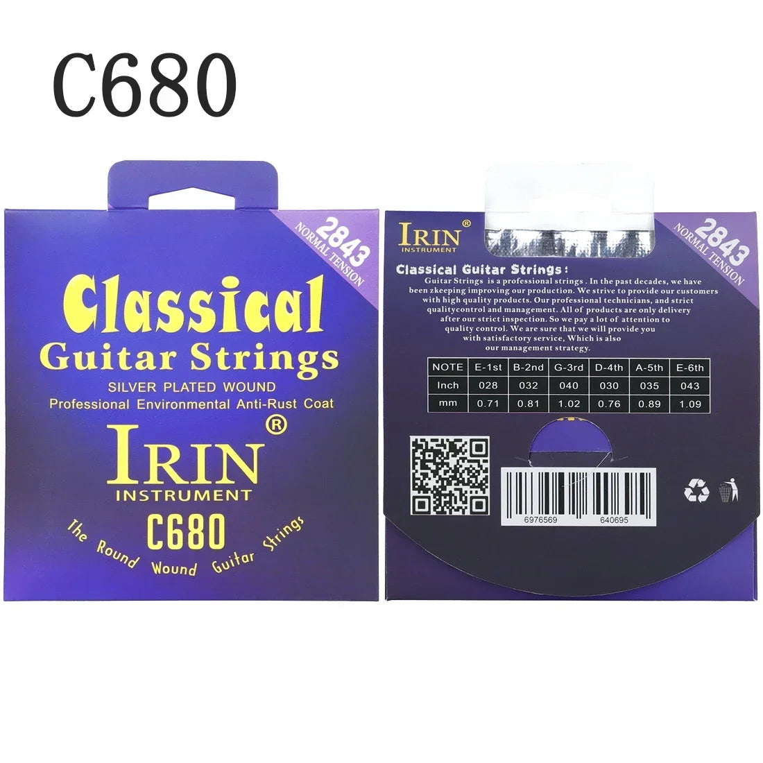 IRIN Classical Guitar Strings Nylon Silver Plated Wrap Strings Professional Practice performances Classical Guitar Accessories
