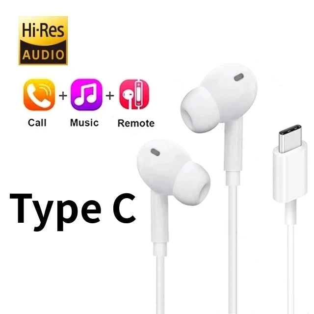 Original TypeC 3.5mm Headphones For Wired in-ear Earphones Xiaomi Mi 17 14 13 12 11 Redmi Note 10 9 8 7 Samsung Phone Earbuds