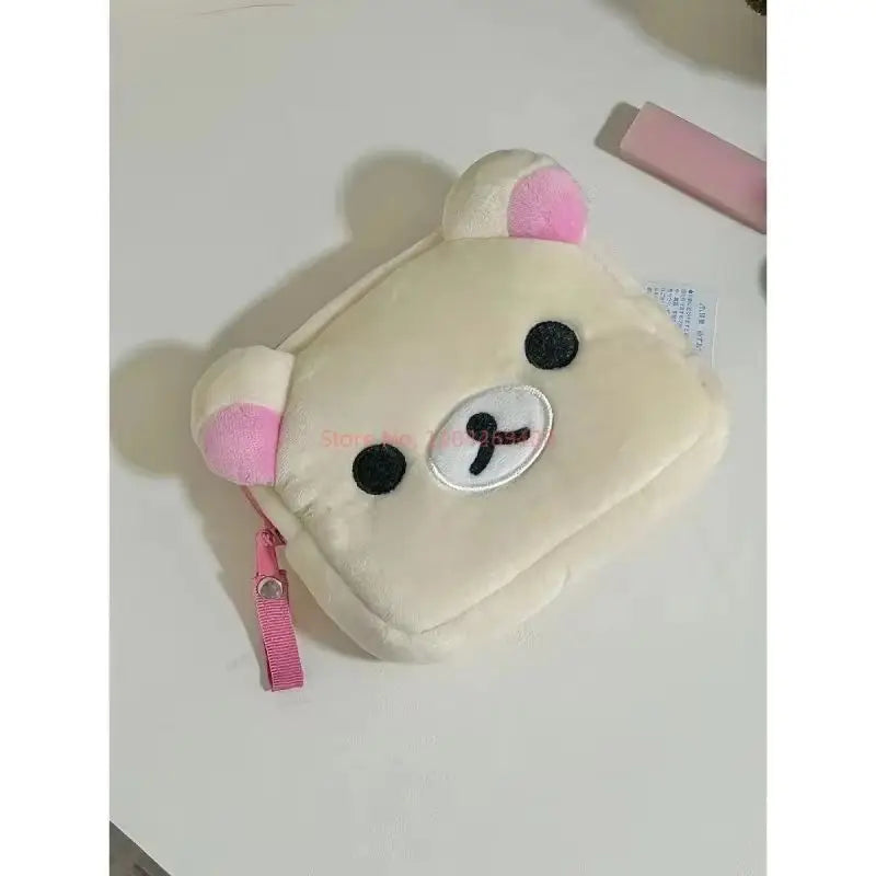 New Rilakkuma Cute Makeup Organizer Storage Bag Cartoon Bear Plush Multi Case Kawaii Cosmetic Bags Vanity Beauty Case