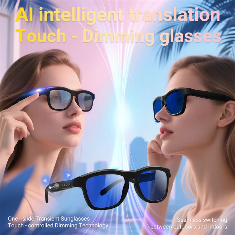 Creatively Smart Sunglasses Electronic Switching Color Change Dimming AI Translation Music Audio BT Calling Intelligente Glasses
