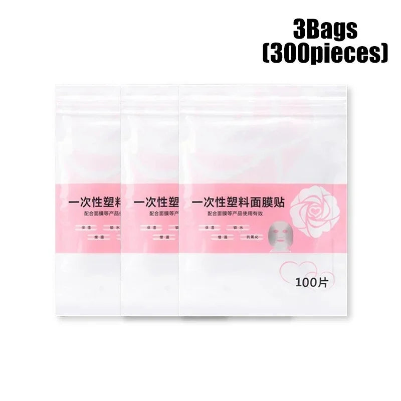 100-500pcs Disposable Plastic Film Full Face Cleaner Mask Neck Stickers Paper Transparent Masks Wrap Facial Beauty Makeup Tools