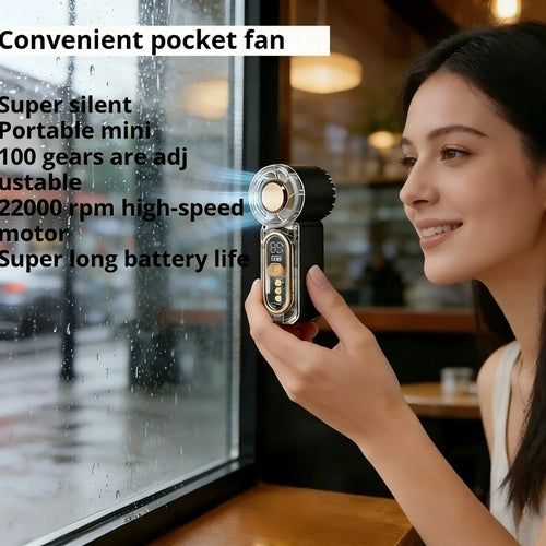 2026 New Mini Handheld Fan, 100 Speed Turbo Wind Gun, USB Rechargeable, Portable Outdoor Cooling Device