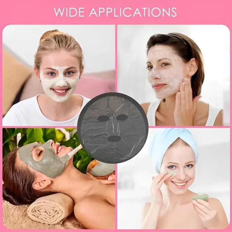 100-500pcs Disposable Plastic Film Full Face Cleaner Mask Neck Stickers Paper Transparent Masks Wrap Facial Beauty Makeup Tools