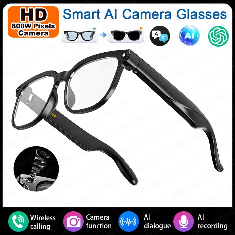 800W Pixel Smart Camera Glasses Wireless Communication Dual Speakers AI Translation Voice Assistant Bluetooth 5.4 Smart Glasses