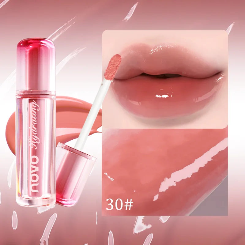 Watery Glassy Lip Gloss & Glaze, Mirror Shine Lipstick, Hydrating Gloss, Long-Lasting, Non-Stick Cup, Moisturizing