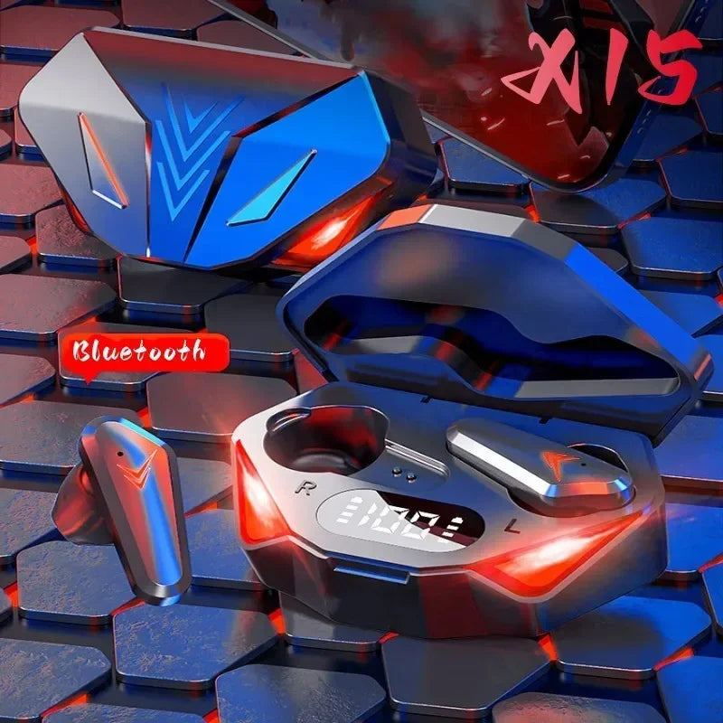 TWS Wireless Bluetooth Headset LED Display Gamer Earbuds with Mic Wireless Headphones Noise Cancelling Bluetooth Earphones X15