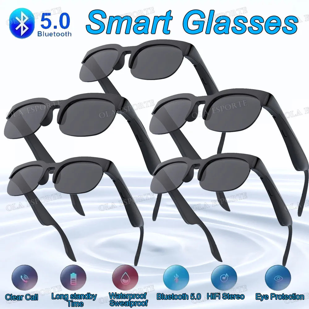 New Smart Bluetooth V5.3 Sunglasses Glasses Call Outdoor Sports Headphones HIFI Black Technology Anti-touch UV For Men And Women