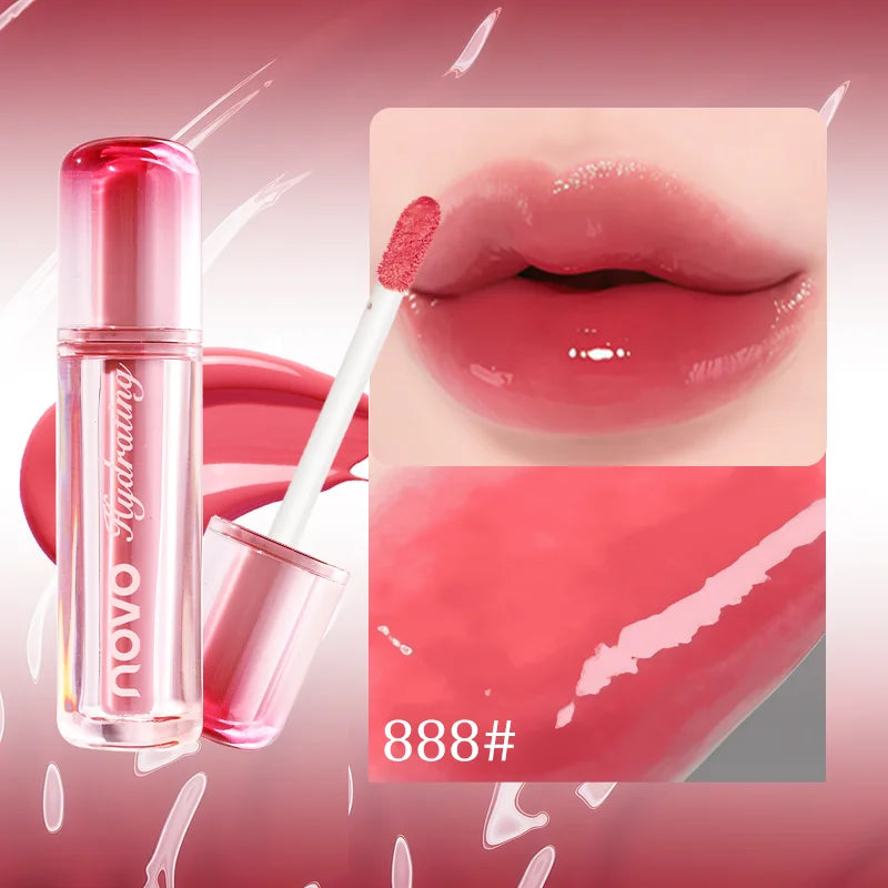 Watery Glassy Lip Gloss & Glaze, Mirror Shine Lipstick, Hydrating Gloss, Long-Lasting, Non-Stick Cup, Moisturizing