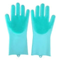 1pc Silicone Dishwashing Gloves Cleaning Gloves Silicone Rubber Sponge Gloves Scrubber Kitchen Cleaning Tools Pet Bath Gloves