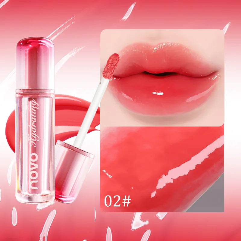 Watery Glassy Lip Gloss & Glaze, Mirror Shine Lipstick, Hydrating Gloss, Long-Lasting, Non-Stick Cup, Moisturizing