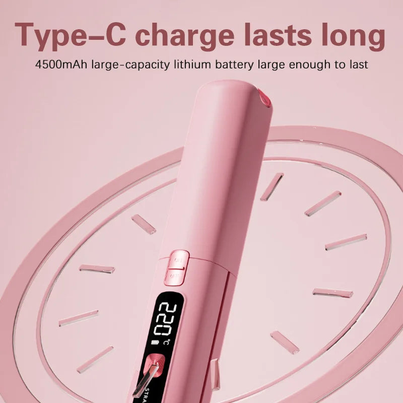 TINSOL Mini Wireless Straightener Portable Curler with Multi-Function Professional Hair Styling Tool with Dual Switch Activation