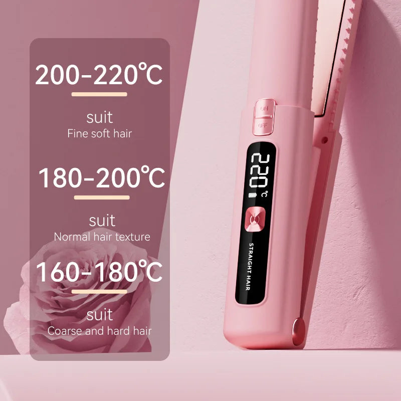 TINSOL Mini Wireless Straightener Portable Curler with Multi-Function Professional Hair Styling Tool with Dual Switch Activation