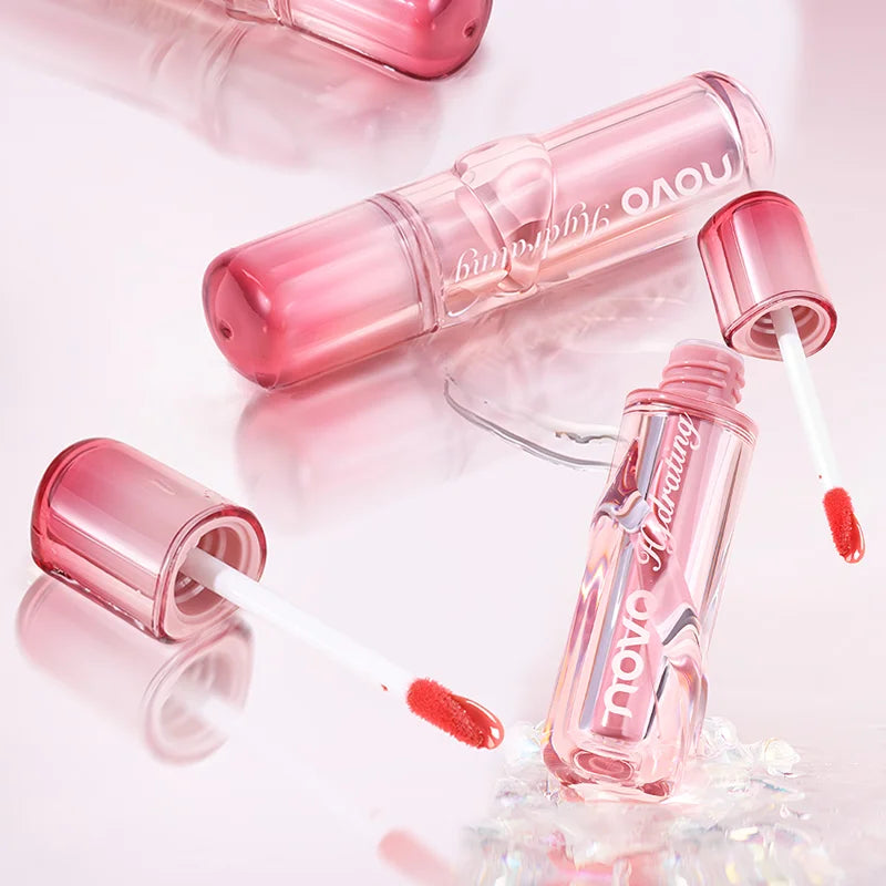 Watery Glassy Lip Gloss & Glaze, Mirror Shine Lipstick, Hydrating Gloss, Long-Lasting, Non-Stick Cup, Moisturizing