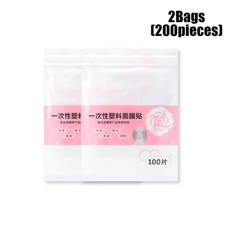 100-500pcs Disposable Plastic Film Full Face Cleaner Mask Neck Stickers Paper Transparent Masks Wrap Facial Beauty Makeup Tools