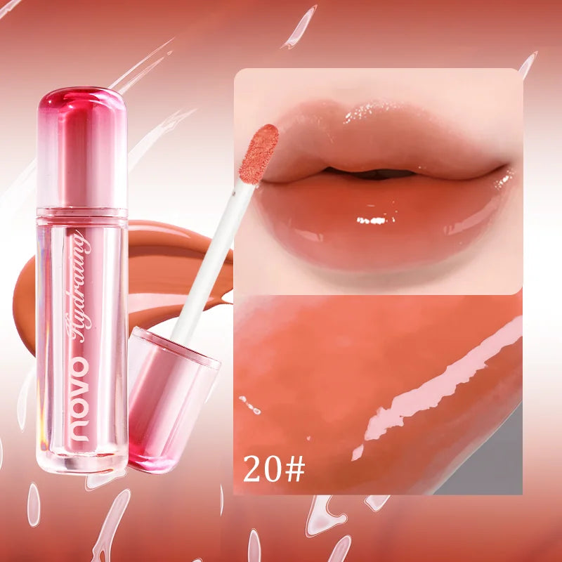 Watery Glassy Lip Gloss & Glaze, Mirror Shine Lipstick, Hydrating Gloss, Long-Lasting, Non-Stick Cup, Moisturizing