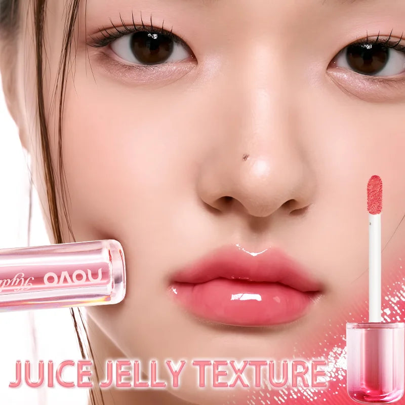 Watery Glassy Lip Gloss & Glaze, Mirror Shine Lipstick, Hydrating Gloss, Long-Lasting, Non-Stick Cup, Moisturizing