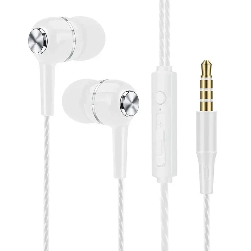 3.5mm Wired Headphones In Ear Headset Wired Earphones with Microphone Bass HiFi Stereo Earbuds Sports Music Gaming For Phones PC