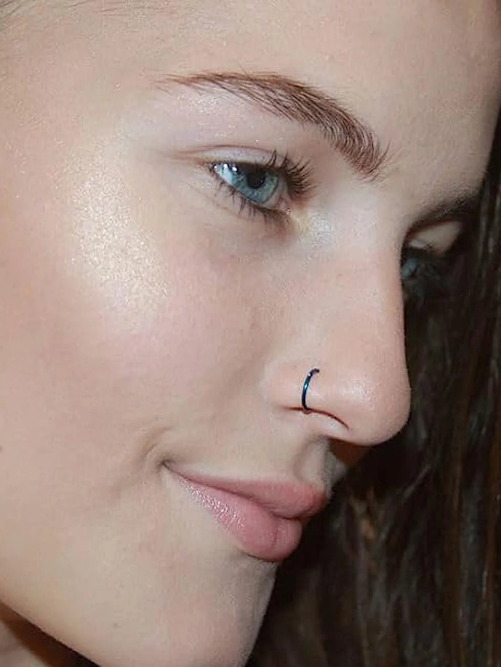 New Curved Barbells Fake Nose Piercing D Shaped Tragus Helix Stud Earring Hoop Septum Stainless Steel Ring Nostril Body Jewelry