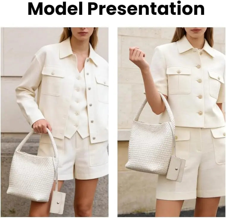 Woven Tote Bag For Women,shoulder Handbag Woven Purse,Beach Bag PU Leather Hobo Bag For Work Summer Travel | Elegant, Fashion