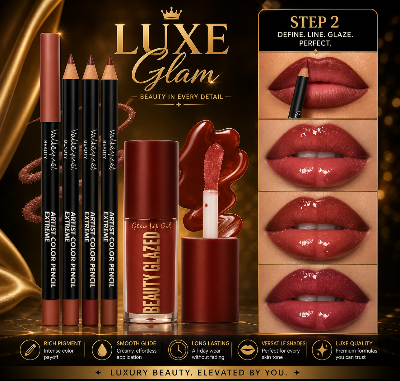 4pcs Dark Brown Lip Kit - Lip Liner + Lip Glaze, Waterproof & Long-Lasting Matte Effect,Versatile for Casual & Formal Occasions,