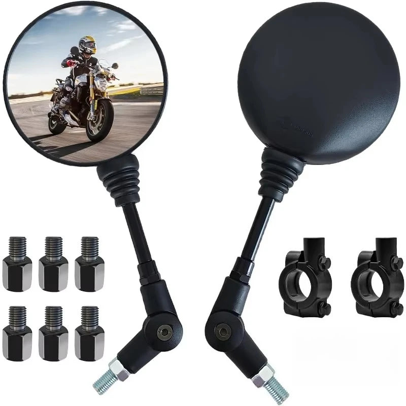 1 Pair Anti-fall Folding Round Motorcycle Side Rearview Mirrors M8 M10 for KTM Bike Rear View Mirror Holder For Scooter E-Bike