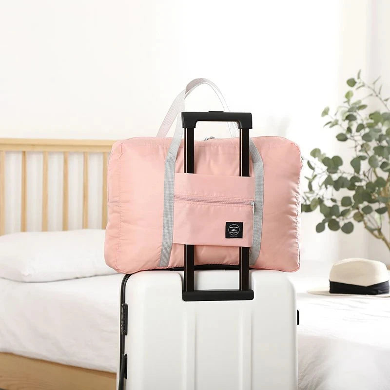 Solid Color Waterproof Folding Travel Bag Lightweight Large Capacity Luggage Bag