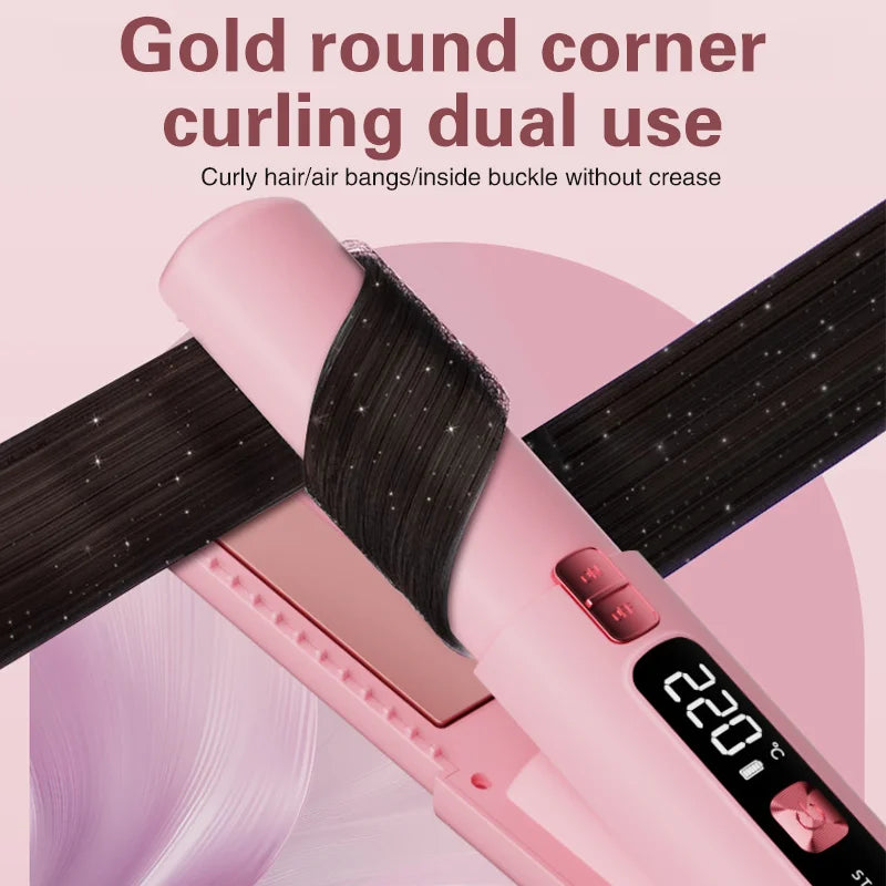 TINSOL Mini Wireless Straightener Portable Curler with Multi-Function Professional Hair Styling Tool with Dual Switch Activation
