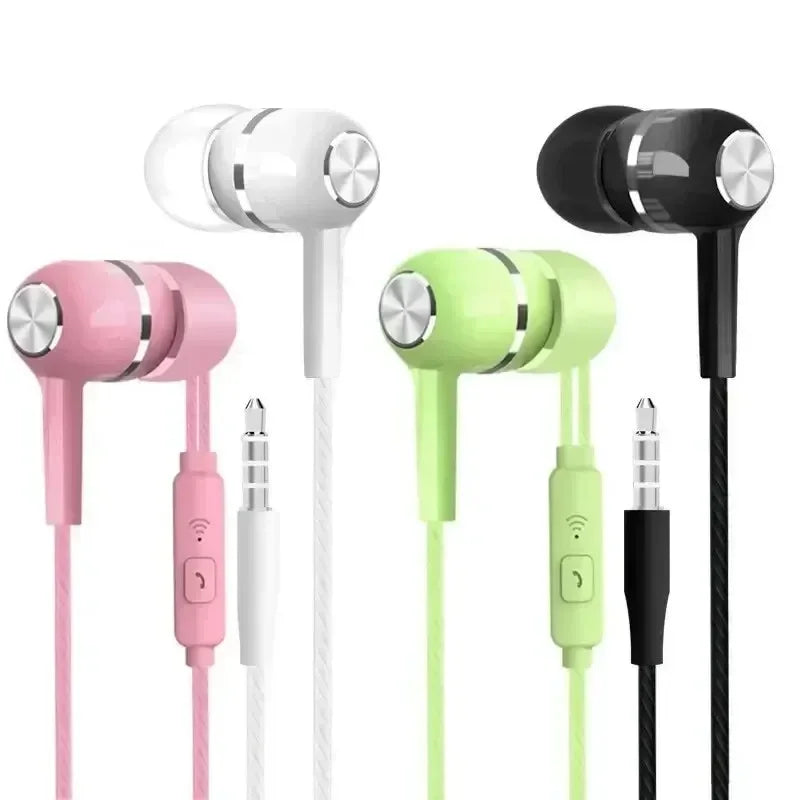 3.5mm Wired Headphones In Ear Headset Wired Earphones with Microphone Bass HiFi Stereo Earbuds Sports Music Gaming For Phones PC