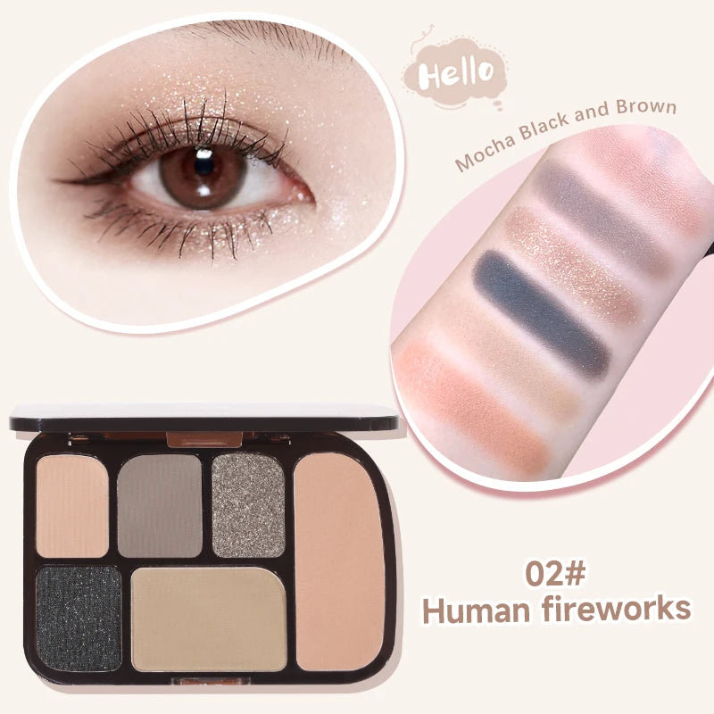 6-Color Earth Tone Eyeshadow Palette With Shimmer& Matte Finishes, Waterproof , Sweat-Resistant, Long-Wearing , Smudge-Proof