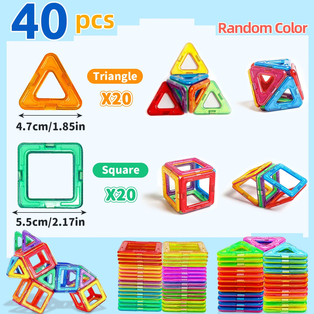 Medium Size Magnetic Block Building Toy Set，Creative Construction STEM Toy,Back-to-School Season, Birthday Gift