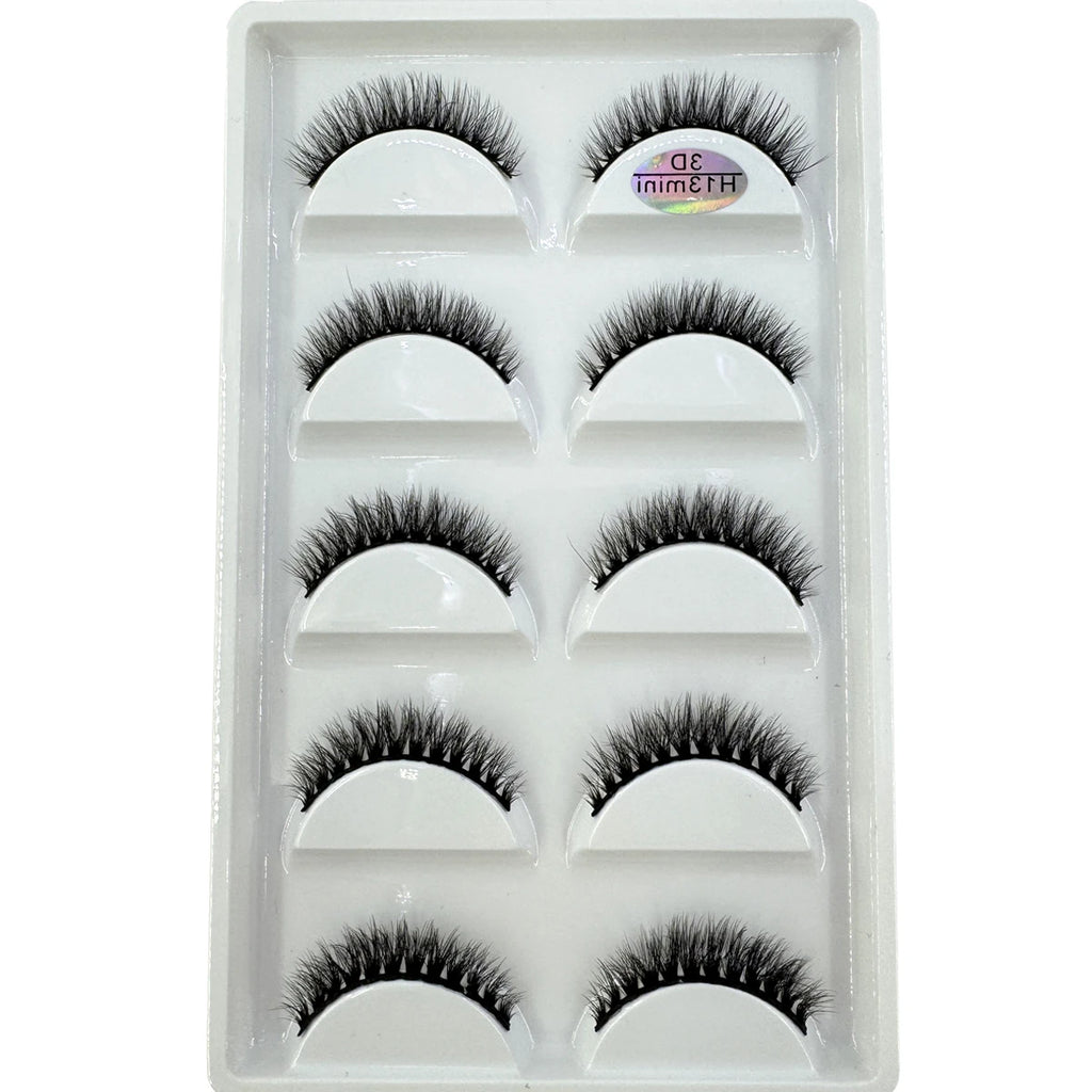 New 5 pairs of natural 3D mink false eyelashes makeup short false eyelashes f makeup beauty tools wholesale  H13mini