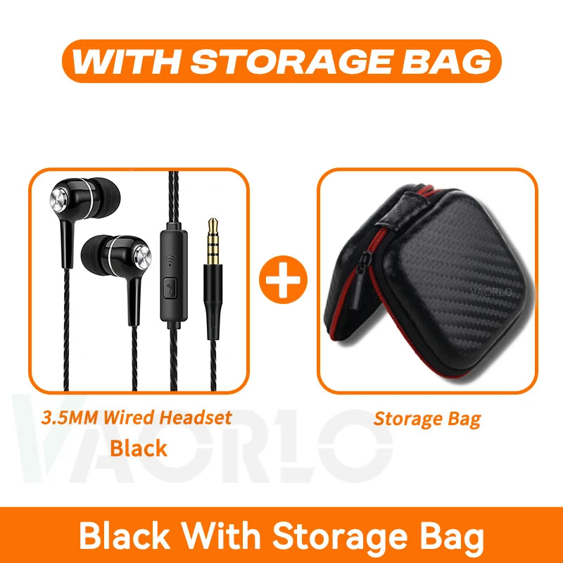 3.5mm Wired Headphones In Ear Headset Wired Earphones with Microphone Bass HiFi Stereo Earbuds Sports Music Gaming For Phones PC
