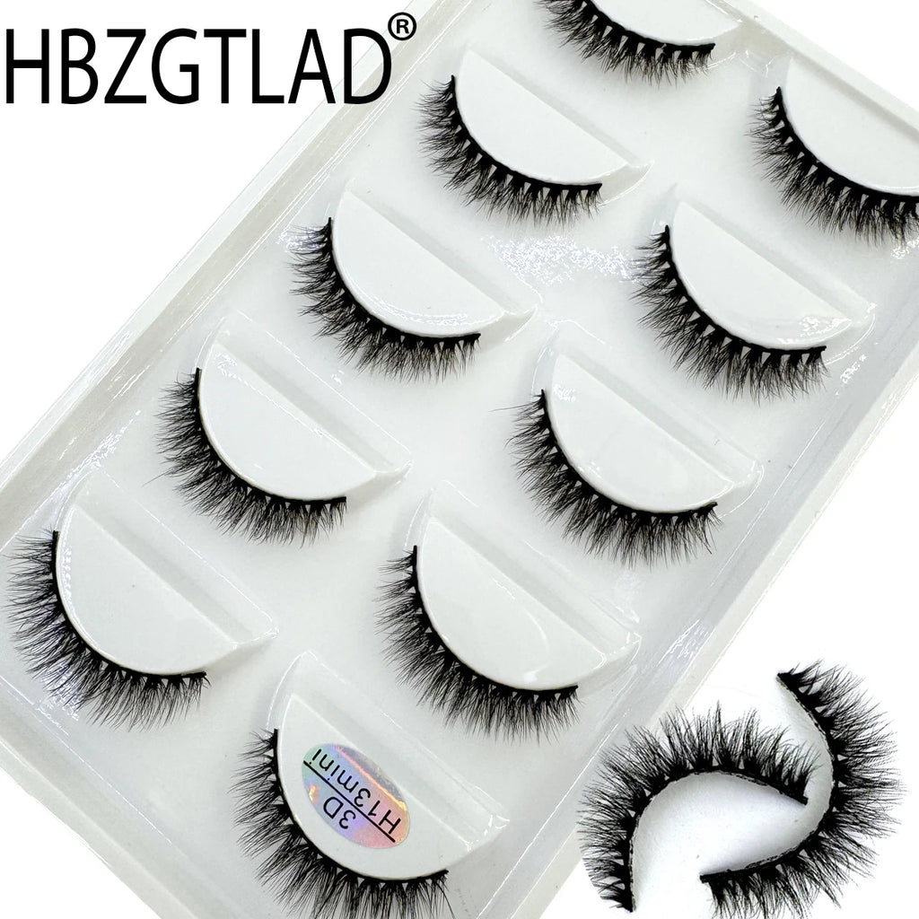 New 5 pairs of natural 3D mink false eyelashes makeup short false eyelashes f makeup beauty tools wholesale  H13mini
