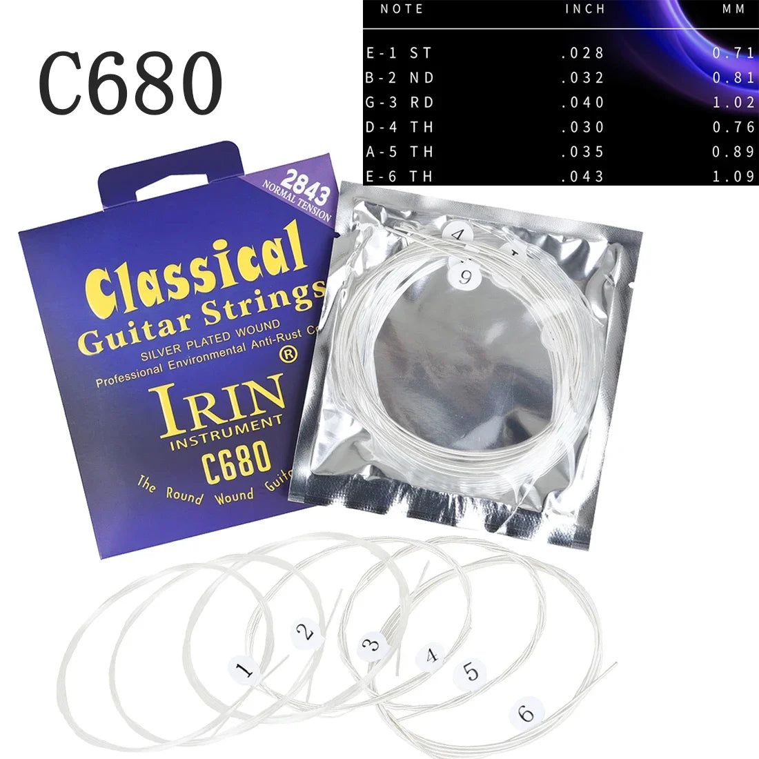 IRIN Classical Guitar Strings Nylon Silver Plated Wrap Strings Professional Practice performances Classical Guitar Accessories