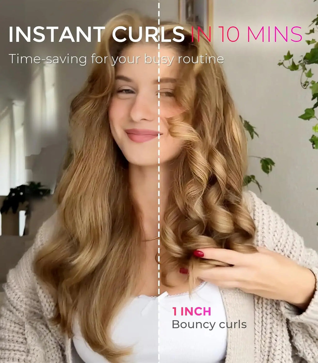 Automatic Rotating Curling Iron for Waves,Portable Hair Curler,500 Million Ionic,Dual Voltage&Lightweight Travel Design,1 Inch
