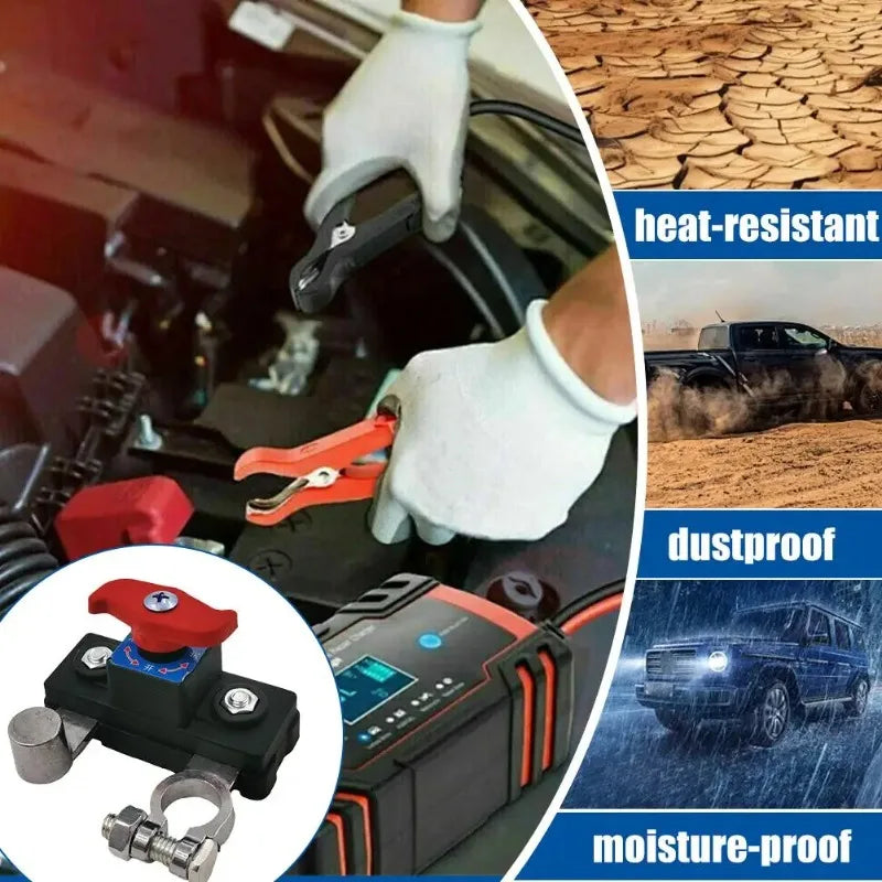 12V 24V Dual Voltage Battery Master Cut Off Switch Zinc Alloy Structure Negative Pole Disconnect Tool Free Knob PCB Design