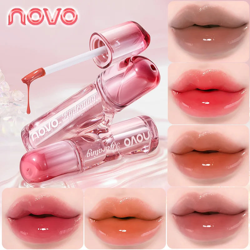 Watery Glassy Lip Gloss & Glaze, Mirror Shine Lipstick, Hydrating Gloss, Long-Lasting, Non-Stick Cup, Moisturizing