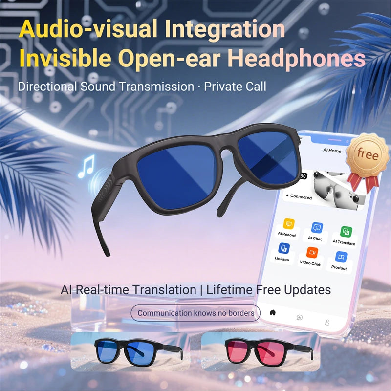 Creatively Smart Sunglasses Electronic Switching Color Change Dimming AI Translation Music Audio BT Calling Intelligente Glasses