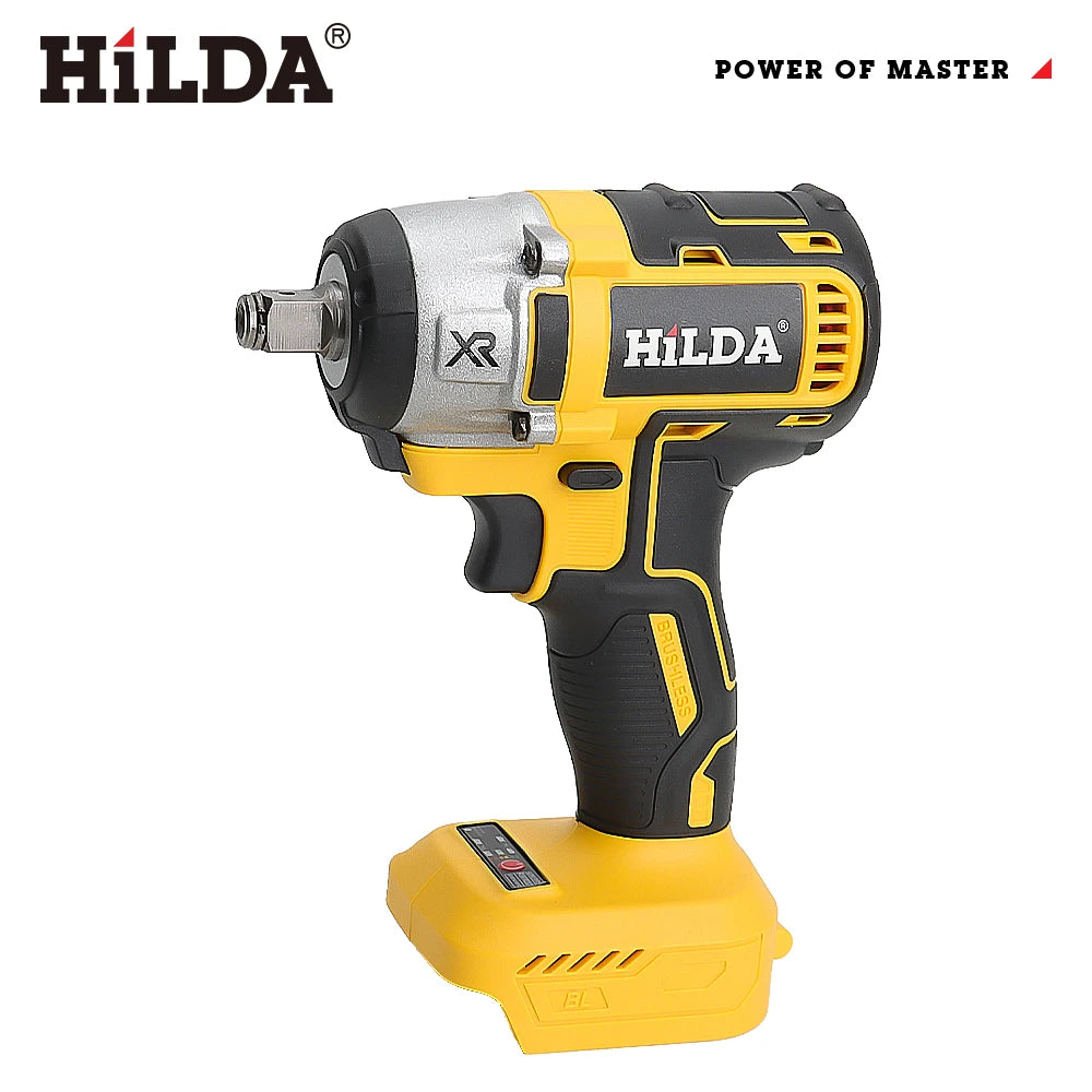 HILDA 1/2" Cordless Impact Wrench Brushless Electric Wrench LED Light Power Tool for Scaffolding Tire Repair for Makita Battery