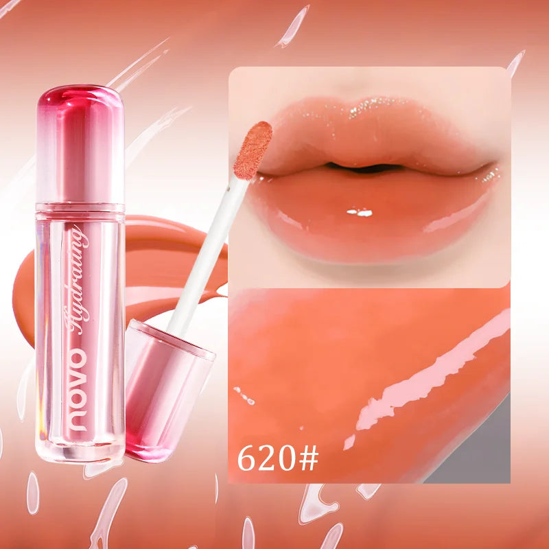Watery Glassy Lip Gloss & Glaze, Mirror Shine Lipstick, Hydrating Gloss, Long-Lasting, Non-Stick Cup, Moisturizing