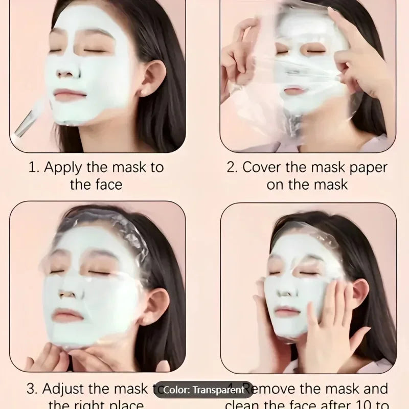 100-500pcs Disposable Plastic Film Full Face Cleaner Mask Neck Stickers Paper Transparent Masks Wrap Facial Beauty Makeup Tools