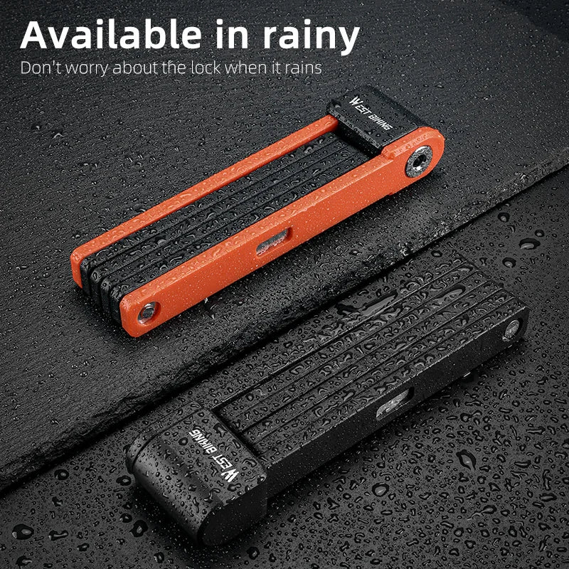 WEST BIKING Foldable Bicycle Lock Anti-theft MTB Road Bike High Security Folding Lock Motorcycle Scooter E-Bike Accessories