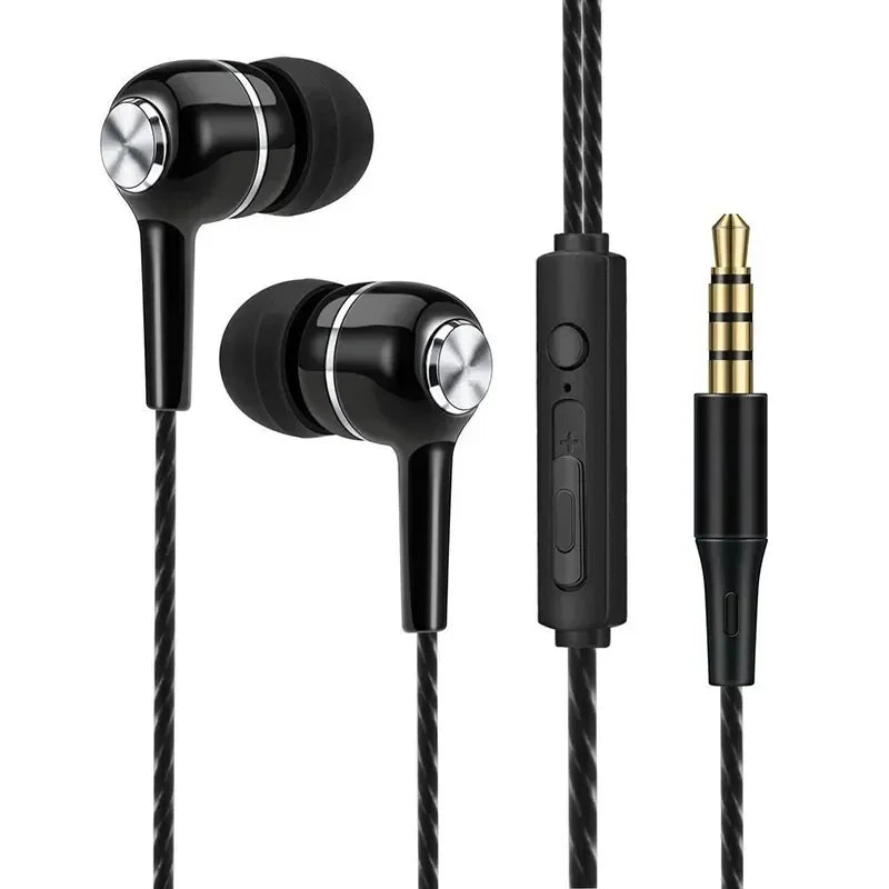 3.5mm Wired Headphones In Ear Headset Wired Earphones with Microphone Bass HiFi Stereo Earbuds Sports Music Gaming For Phones PC