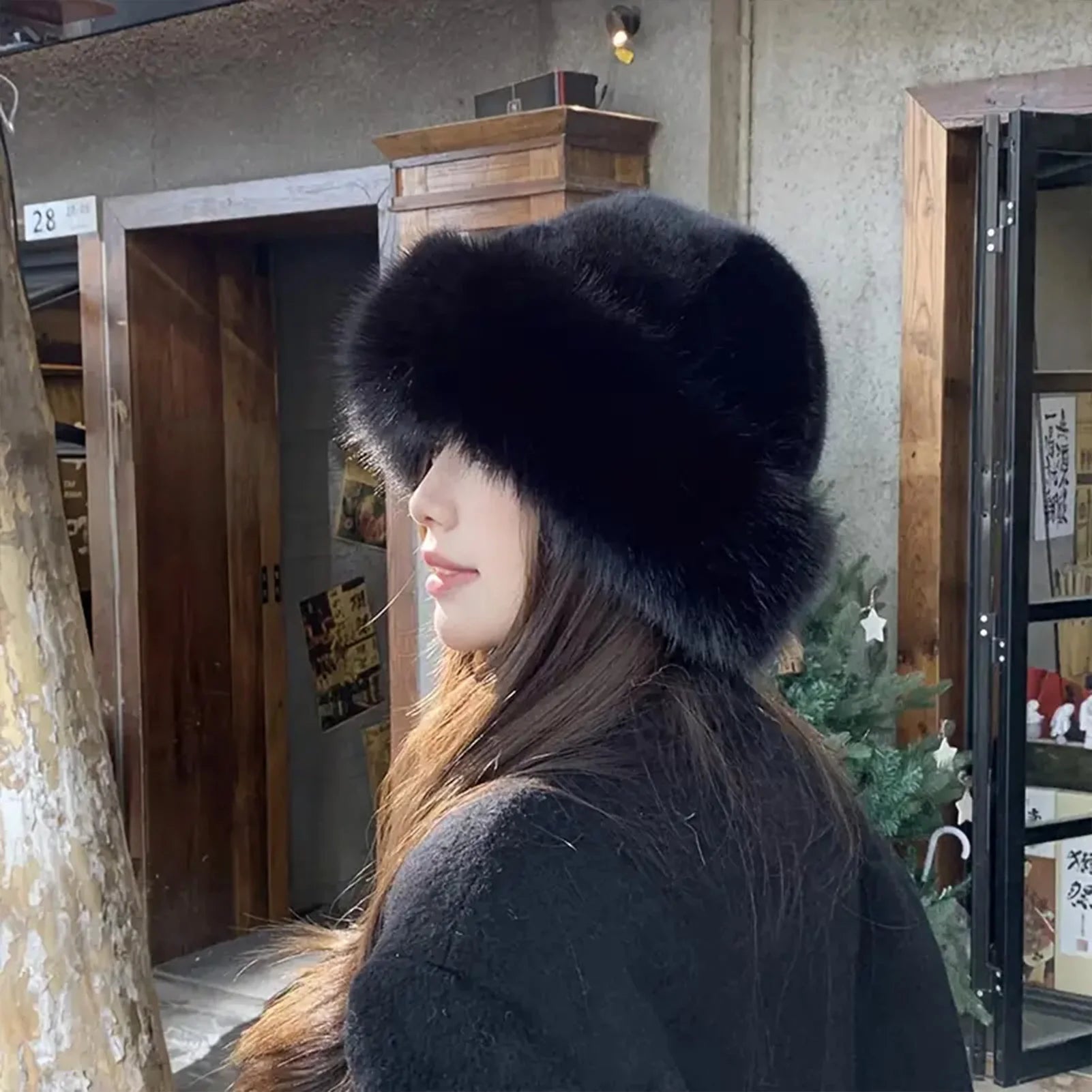 Women Luxury Winter Faux-mink Fur Mongolian Hat Thick Warm Round Top Cold-proof Outdoor Thicken Plush Soft Fashion Snow Caps