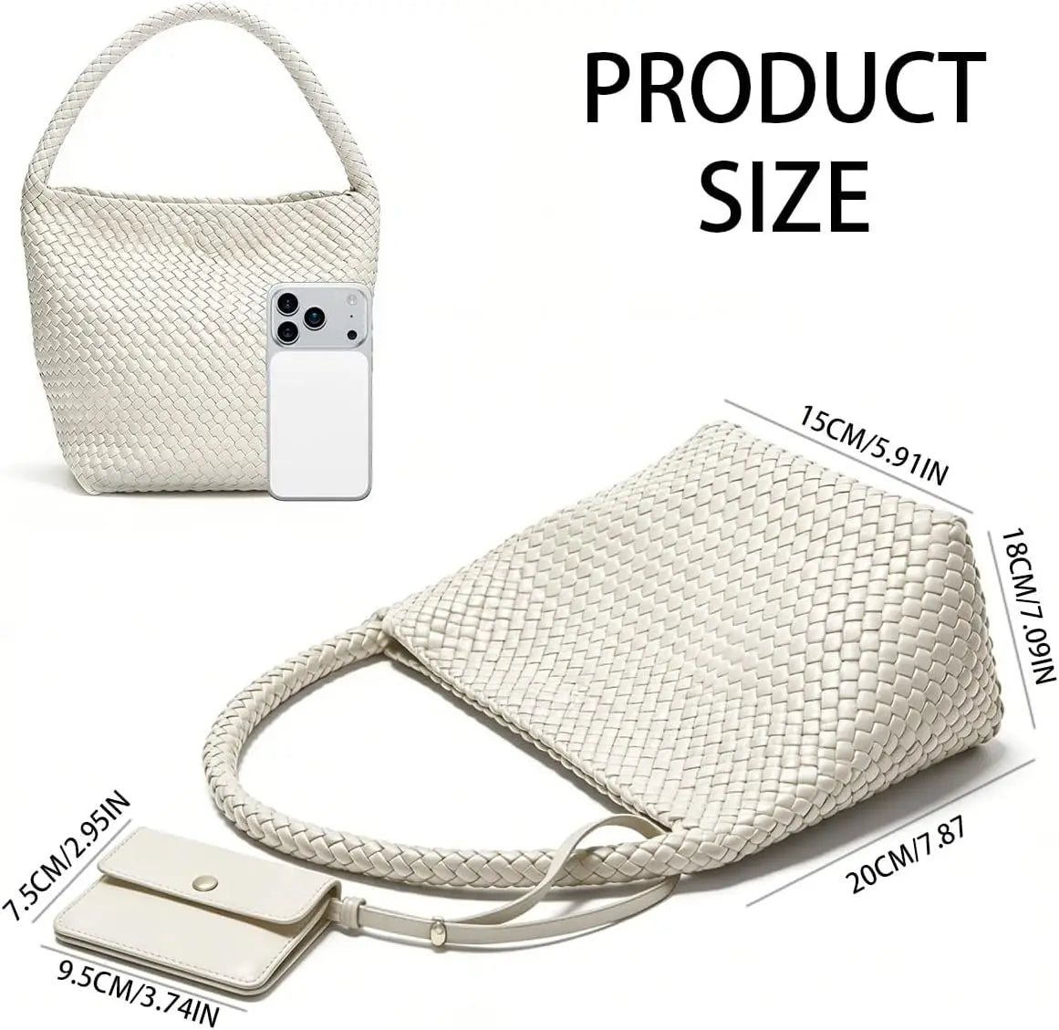 Woven Tote Bag For Women,shoulder Handbag Woven Purse,Beach Bag PU Leather Hobo Bag For Work Summer Travel | Elegant, Fashion
