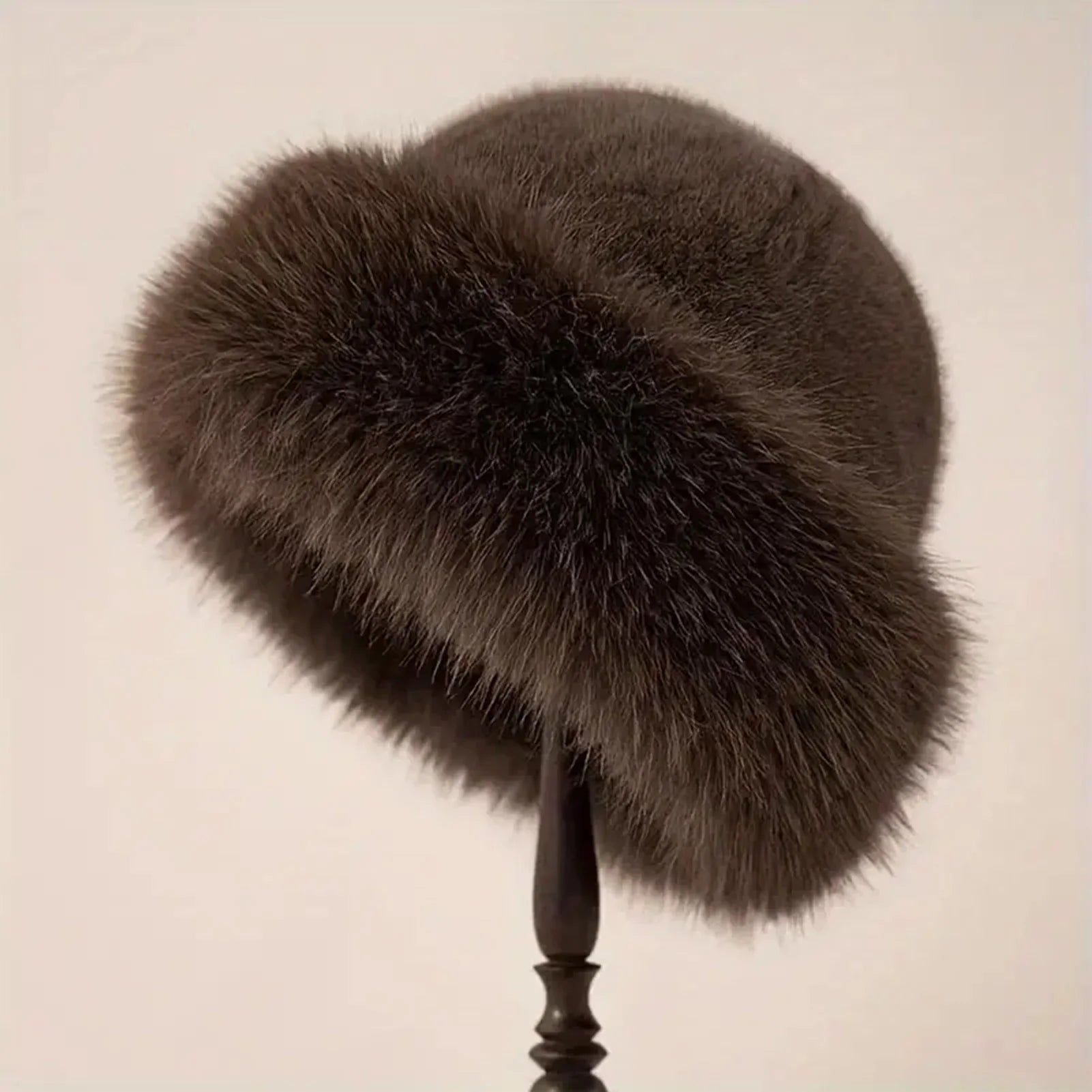 Women Luxury Winter Faux-mink Fur Mongolian Hat Thick Warm Round Top Cold-proof Outdoor Thicken Plush Soft Fashion Snow Caps