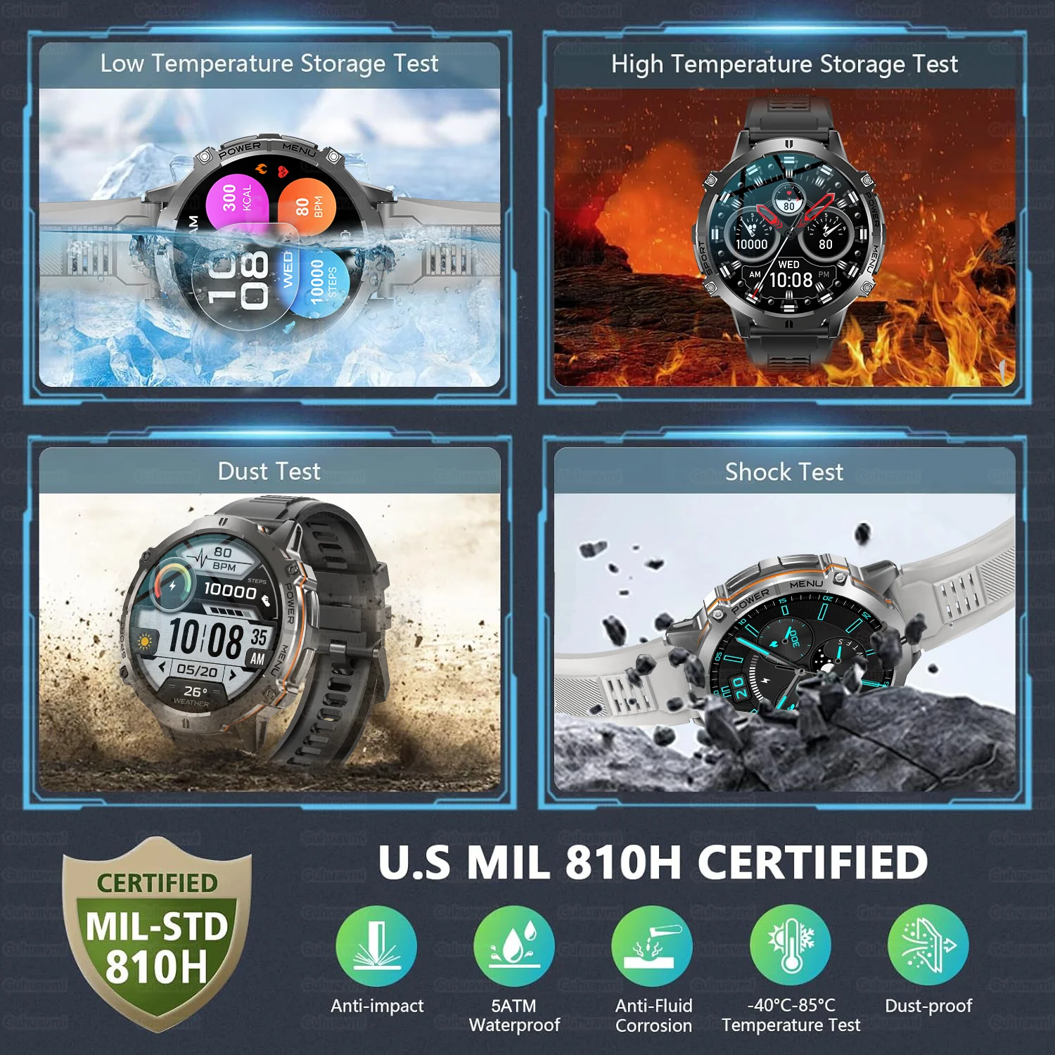 T-Rex 3 Military Grade 1000mAh Battery Smart Watch 10ATM Waterproof GPS Compass Altimeter Call AMOLED Men Swim Sports Smartwatch